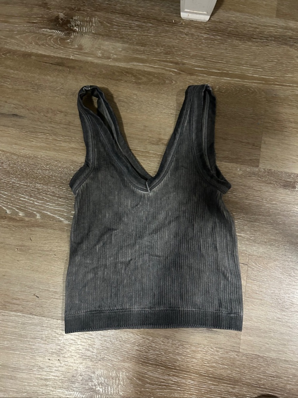 Tilly's Washed Black Ribbed V-Neck Tank